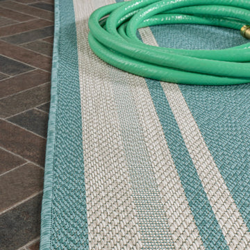 James Modern Border Stripe Indoor/outdoor Area Rug